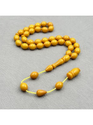 Eski Berlin Sarısı Sıkma Kehribar Tespih – Bülbül Atölye Usta Işçiliği