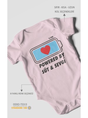 Morivo Kids Powered By Süt ve Sevgi Baskılı Bebek Zıbını – Çıtçıtlı Body 8 Renk | %100 Pamuk Kısa Kol