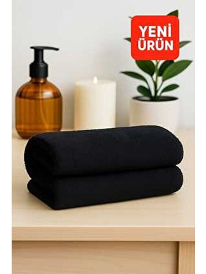 Mela Home Siyah Fitness-Spor Havlusu 2 Adet -Hızlı Kuruyan-Kuaför ve Berber Havlusu 50*90 cm