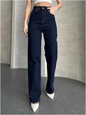 Camelia Gold Ikon 90's Koyu Mavi Lacivert Süper Extra Yüksek Bel Palazzo Salaş Jean Pantolon
