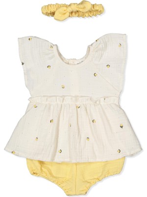 Bebetto Dokuma Müslin Şortlu 3lü Takım (Sweet Lemon) Koyu Ekru