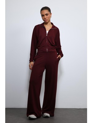 Antioch Bordo Geniş Paça Çizgili Eşofman Takım