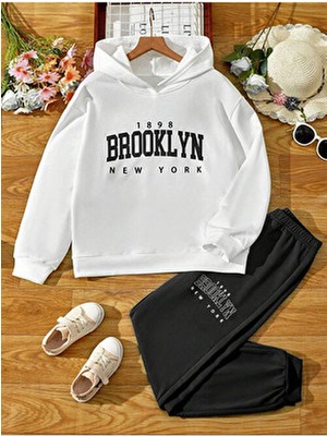 Sinser Teks Çocuk Brooklynl Baskılı Kapşonlu Eşofman Takımı