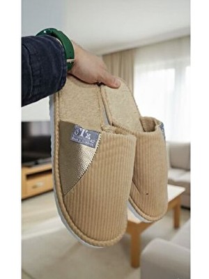 Slipcat Unisex Ev Terliği Kaymaz Tabanlı Ribana Kumaş Konforlu Model Şık ve Konforlu Ev Içi Terlik Yarı Der
