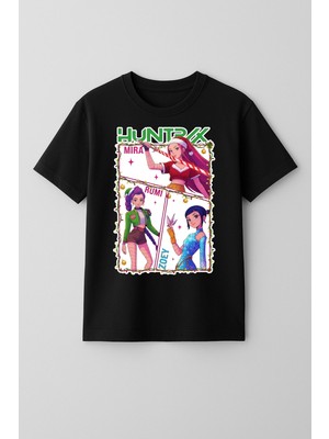 Mixxi Fashion Kpop Demon Hunters Huntrix Christmas Yeni Yıl Yılbaşı Kısa Kollu Baskılı Kız Çocuk Tişört (4-13 Yaş)