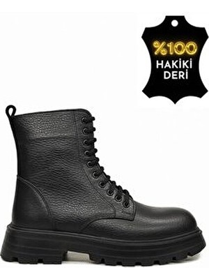  kadın hakiki gerçek deri kışlık kauçuk taban kısa siyah bot