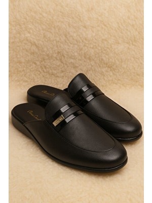 Pierre Cardin Erkek Çeyizlik Deri  Siyah Terlik L1.PC.004.0A.12.05