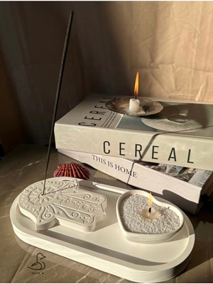 Fatıma’nın Eli Tütsülük Kalp Görünümlü Inci Toz Mum Set