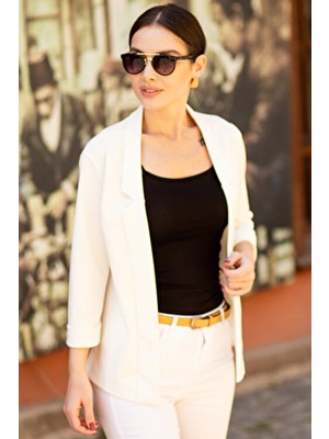 Armonika Kadın Beyaz Duble Kol Ceket ARM-18Y001173