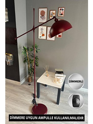 Bamyum Dimmerli Işığı Ayarlanabilen Işığı Artırılıp Azaltılabilen Vişne Çürüğü Metal Lambader