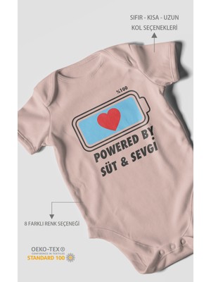 Morivo Kids Powered By Süt ve Sevgi Baskılı Bebek Zıbını – Çıtçıtlı Body 8 Renk | %100 Pamuk Kısa Kol