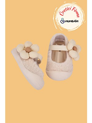 Mumenim Lebom Kız Bebek Çocuk Bej Ortopedik Kaymaz Taban Günlük Babet Ayakkabı - Esnek ve Rahat Kalıp