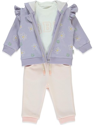 Iki Ip Kapşonlu Hırka 3lü Takım (Bebetto Gırl Team) Pembe