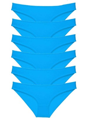 6 Adet Süper Eko Set Likralı Kadın Slip Külot Mavi
