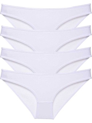 4 Adet Süper Eko Set Likralı Kadın Slip Külot Beyaz