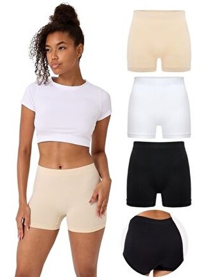 Kadın Forever More 3'lü Dikişsiz Basic Boxer Düz Desenli Örme Kumaş Ürün
