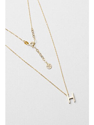 My Story H Harfi 18 Ayar Sarı Altın Kaplama 45 cm Gümüş Kolye