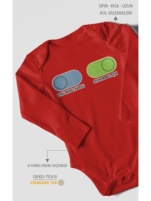 Morivo Kids Uyku Modu Kapalı - Oyun Modu Açık Baskılı Bebek Zıbını – Çıtçıtlı Body 8 Renk | %100 Pamuk Uzun Kol