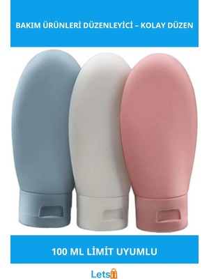 Letsii Seyahat Tipi Krem Kutusu 3 Adet Taşınabilir Bakım Ürünleri Düzenleyici