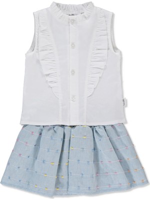 Bebetto Dokuma Gömlek 2li Takım (Ponpon Team) Mavi