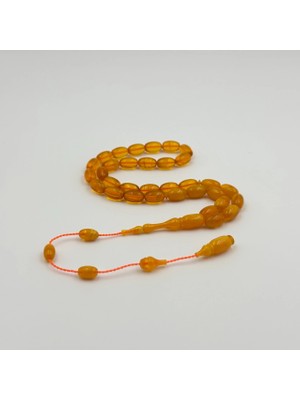 Bal Renkli Hareli Süzme Yapılı Usta Işi Sıkma Kehribar Tespih