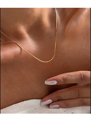 Butik Xuping 14K Italyan Silindir Ezme Zincir Kolye 50 cm Zarif Xp Altın Renk Kararmaz