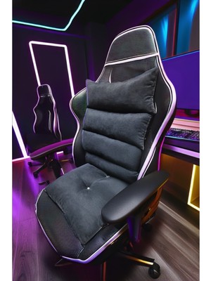 Siyah Renk Ortopedik Oyuncu ve Ofis Koltuğu Minderi, Sırt Desteği