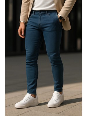 Comstar Erkek Pamuklu Basic Mavi Jeans Pantolon