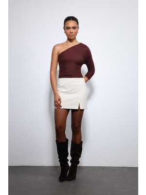 Antioch Bordo Asimetrik Yaka Top