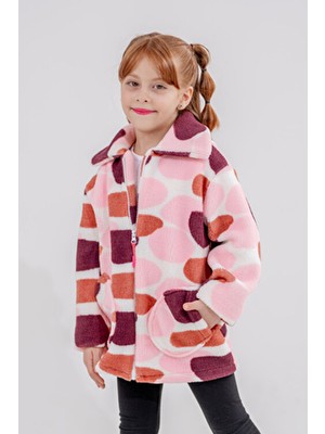 Eray Kids Çok Renkli Karışık Desenli Kız Çocuk Gömlek Yaka Fermuarlı Polar