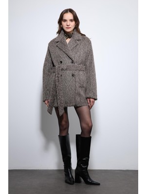 Antioch Açık Kahve Kısa Suni Kürklü Kaban