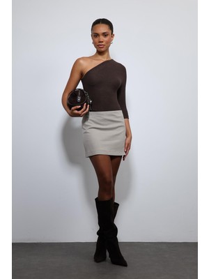 Antioch Kahve Asimetrik Yaka Top