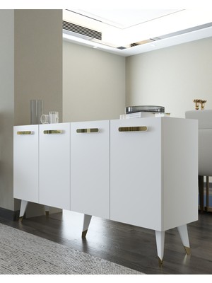 Demonte Decor 8226-128DD KB150 Konsol,tv Ünitesi Beyaz-Altın