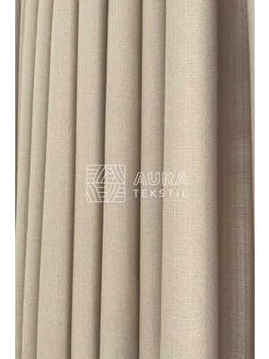 Fluiana Bej Renkli Düz Dikim %100 Keten Fon Perde Pilesiz Özellikli Kumaş 120 x 240 cm