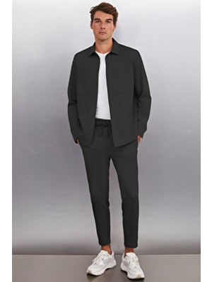 Grimelange Derıan Erkek Comfort Fit 2 Cepli Çıt Çıt Düğmeli Siyah Gömlek