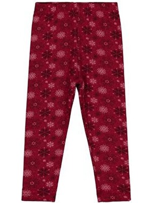 Civil Girls Kar Tanesi Desen 2-5 Yaş Tayt - Bordo 4-5 Yaş
