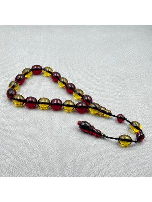 Sarı Kırmızı Maskot-Efe Ateş Kehribar Tespih (Bülbül Atölye)