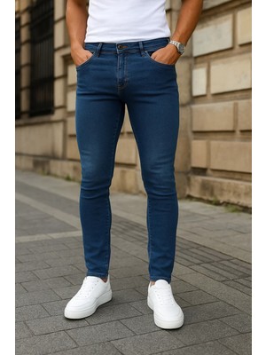 Comstar Erkek Dar Paça Trend Comfort Mavi Kot Pantolon