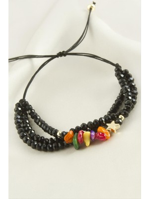 3'lü Kırık Doğaltaş Kristal Zincirli Bileklik