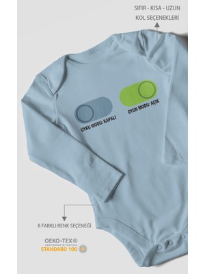 Morivo Kids Uyku Modu Kapalı - Oyun Modu Açık Baskılı Bebek Zıbını – Çıtçıtlı Body 8 Renk | %100 Pamuk Uzun Kol