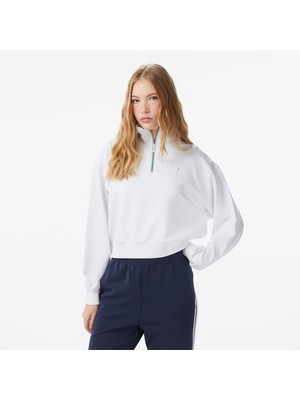 Anta Iconic Kadın Beyaz Yarım Fermuarlı Sweatshirt.1