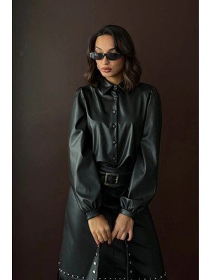 Cemo Suni Deri Uzun Kollu Gömlek