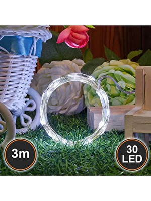 Peri LED 3 Metre Beyaz Renkli 30 Ledli Esnek Tasarımlı Işık Özelliği ile Dekoratif Aydınlatma