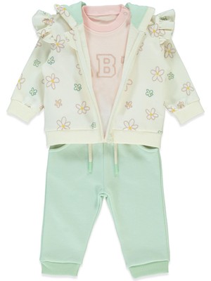 Iki Ip Kapşonlu Hırka 3lü Takım (Bebetto Gırl Team) Mint