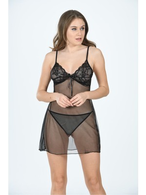 MGN Siyah Tül Gecelik