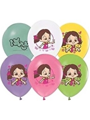 Düvenci Ticaret 12 Inç Pastel Renk Niloya Baskılı Balon 6 Adet Eğlenceli Parti Malzemesi