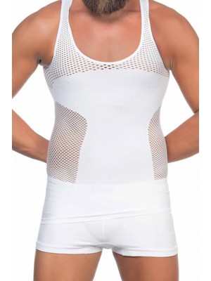 Marsilyan Beyaz Mı Emay E1006 Fileli Erkek Korse Atlet