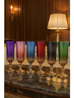 PLT Design Çift Renk Kristal Ayaklı Kahve Yanı Su ve Meşrubat Bardağı Sunum Bardağı