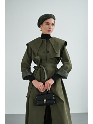 Molly Nelly Kadın Uzun Astarlı Kruvaze Trençkot