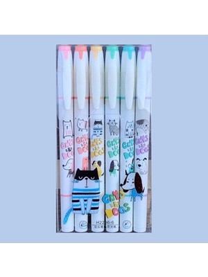 Art Tone Highlighter Hayvan Tasarımlı Tenfon Fosforlu Kalem Seti H2296-6 6 Renk